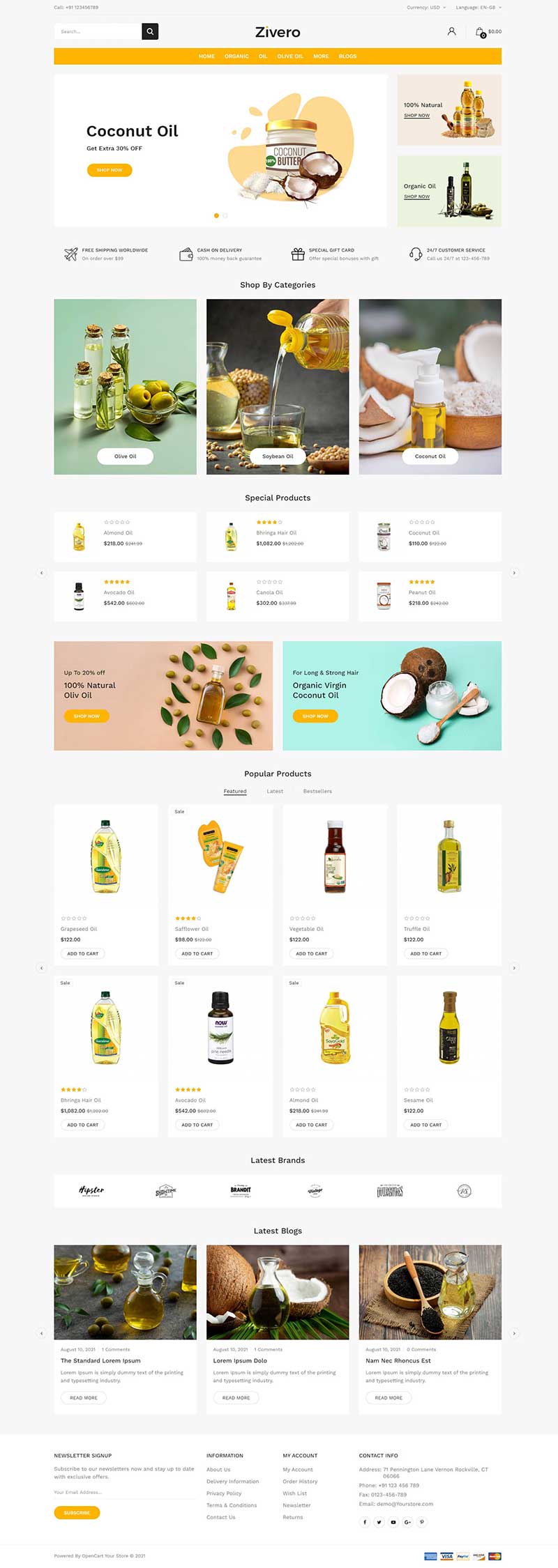 最新清爽风格html食用油网上商城模板-源码分享网