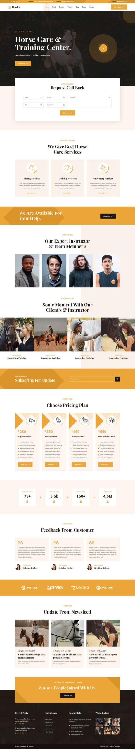 骑马训练牧场官网响应式模板-源码分享网