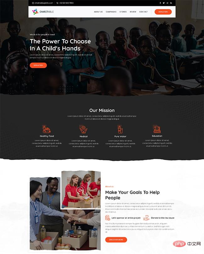 儿童公益慈善机构宣传网站模板