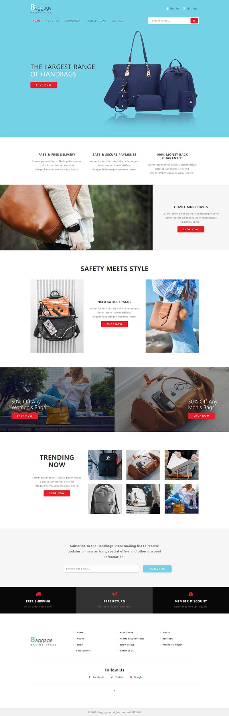 通用的Bootstrap响应式箱包电子商务网站模板-源码分享网