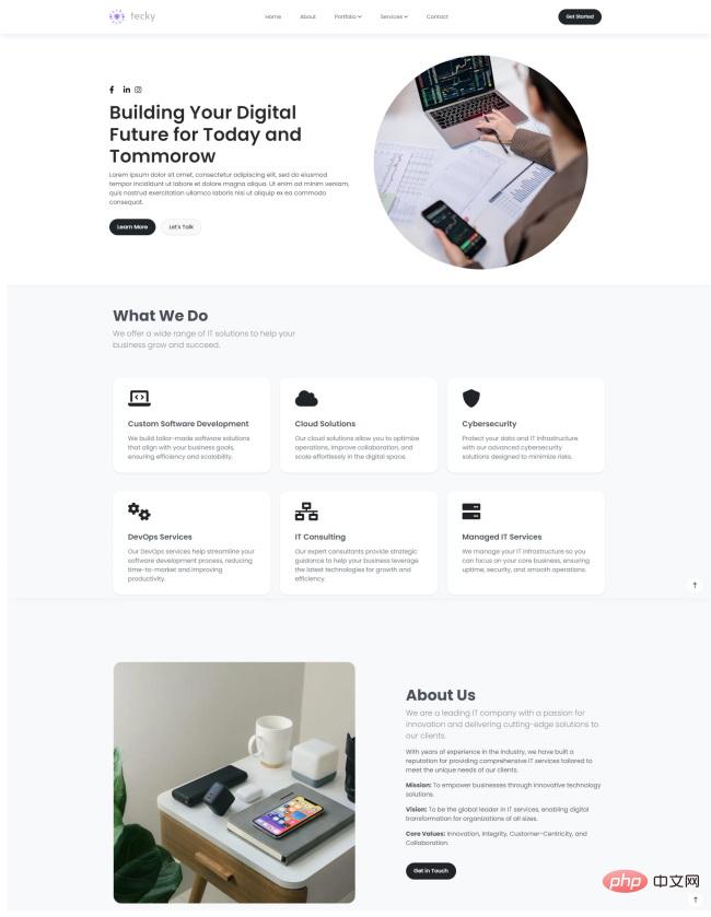 现代数字化服务公司宣传网站模板-源码分享网