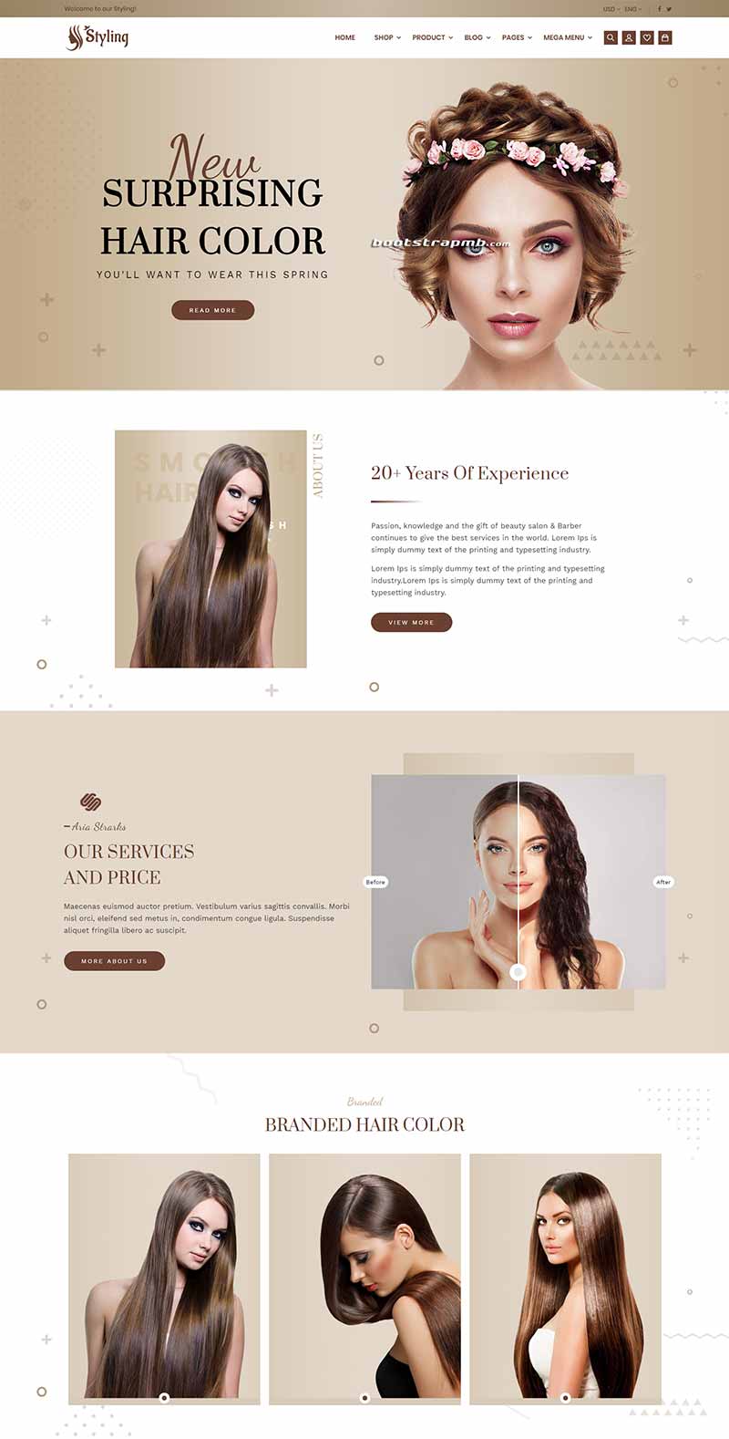 理发店艺术发廊电商网站Bootstrap模板