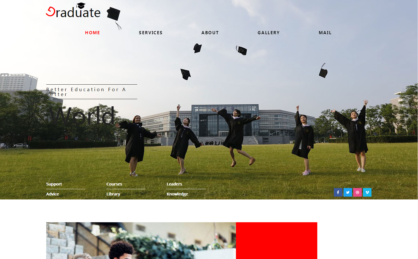 教育招生主题网站HTML单页模板-raduate