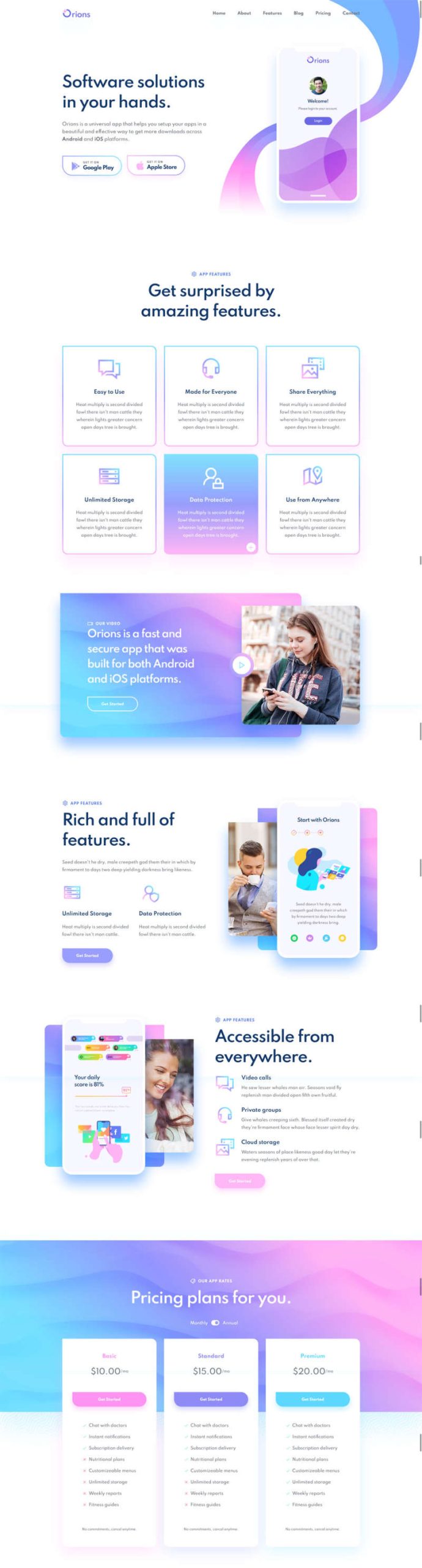 响应式app应用程序网页模板-源码分享网