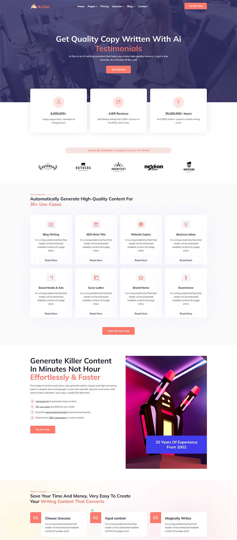 响应式人工智能写作服务网站前端模板-源码分享网