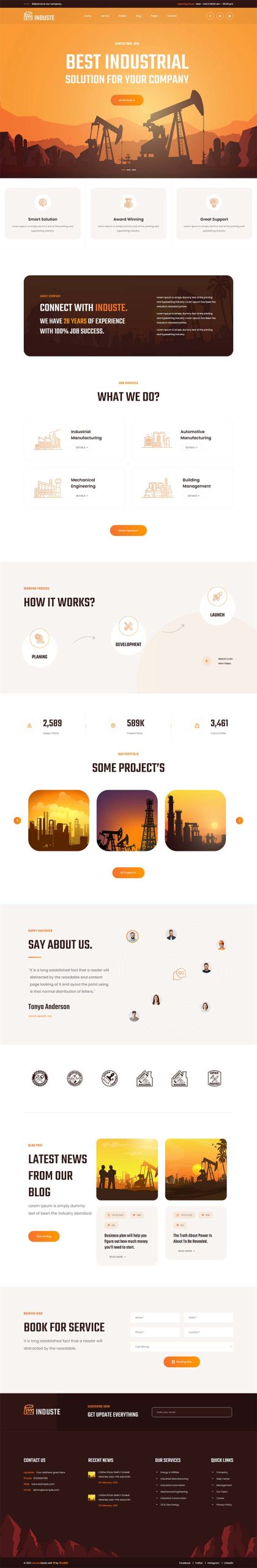 橙色多用途的工业生产企业网站模板-源码分享网