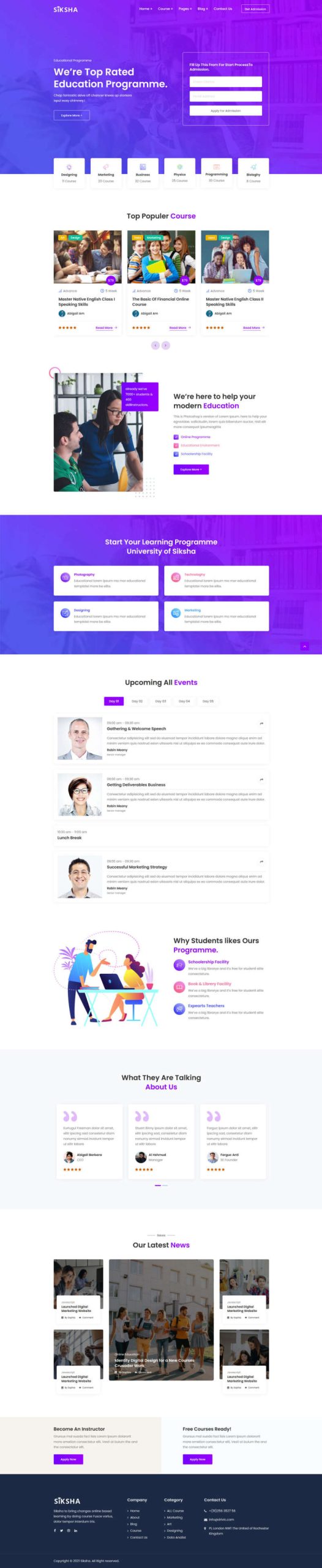 在线课程教育服务机构HTML5模板-源码分享网