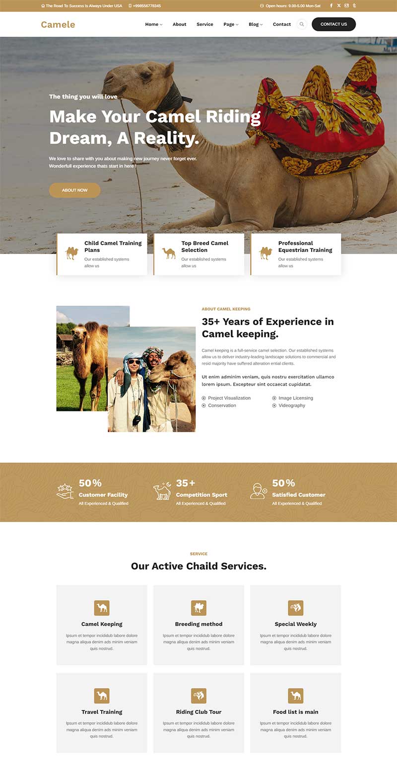 骆驼饲养动物家畜养殖网站静态模板-源码分享网