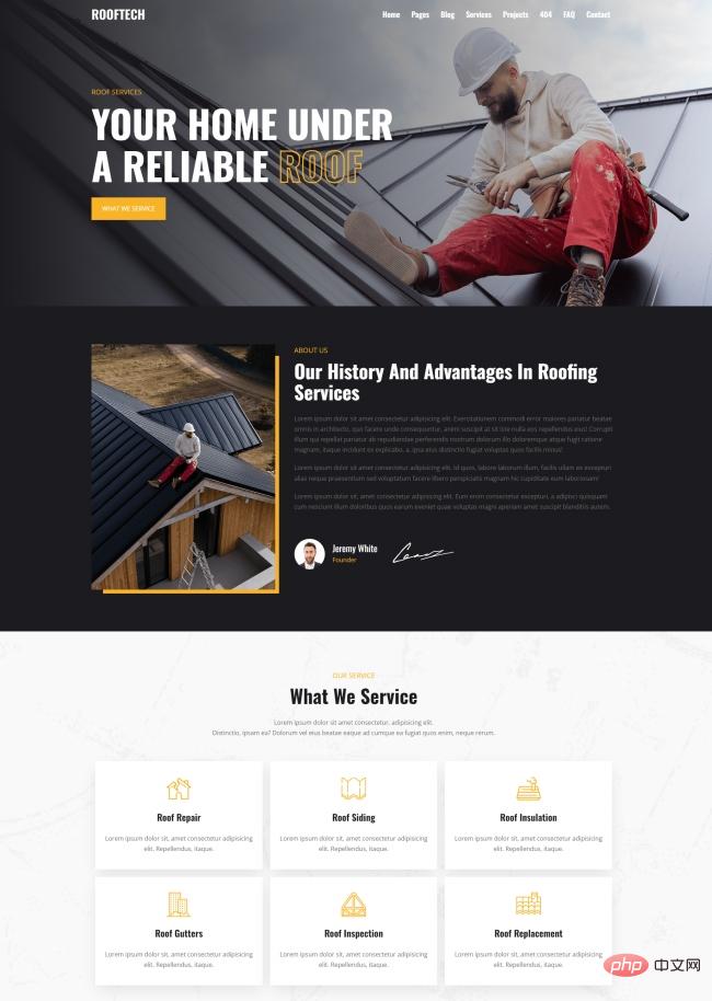 屋面服务机构响应式网站模板-源码分享网