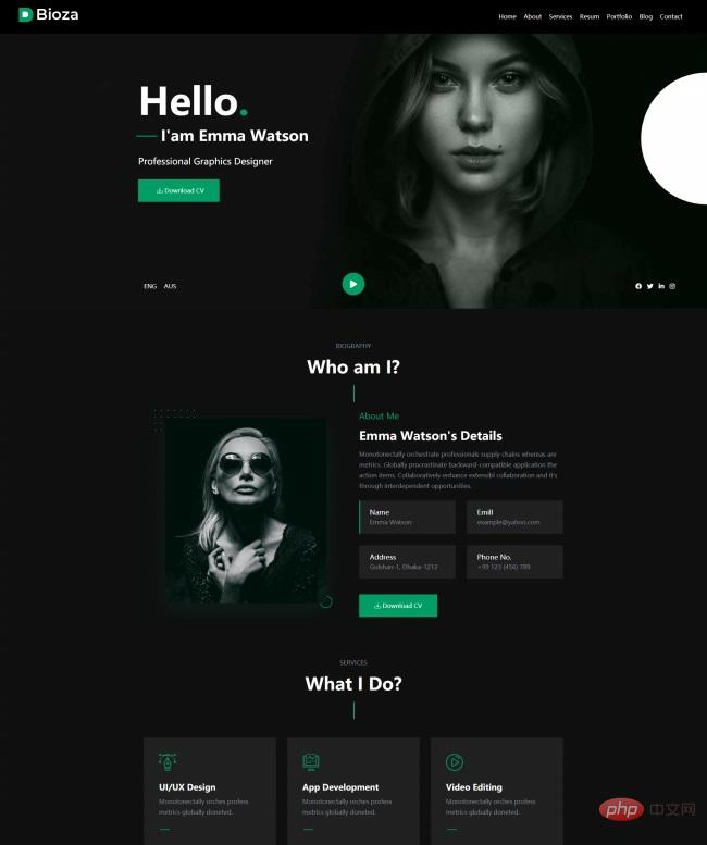 图形设计师个人简历引导页模板-源码分享网