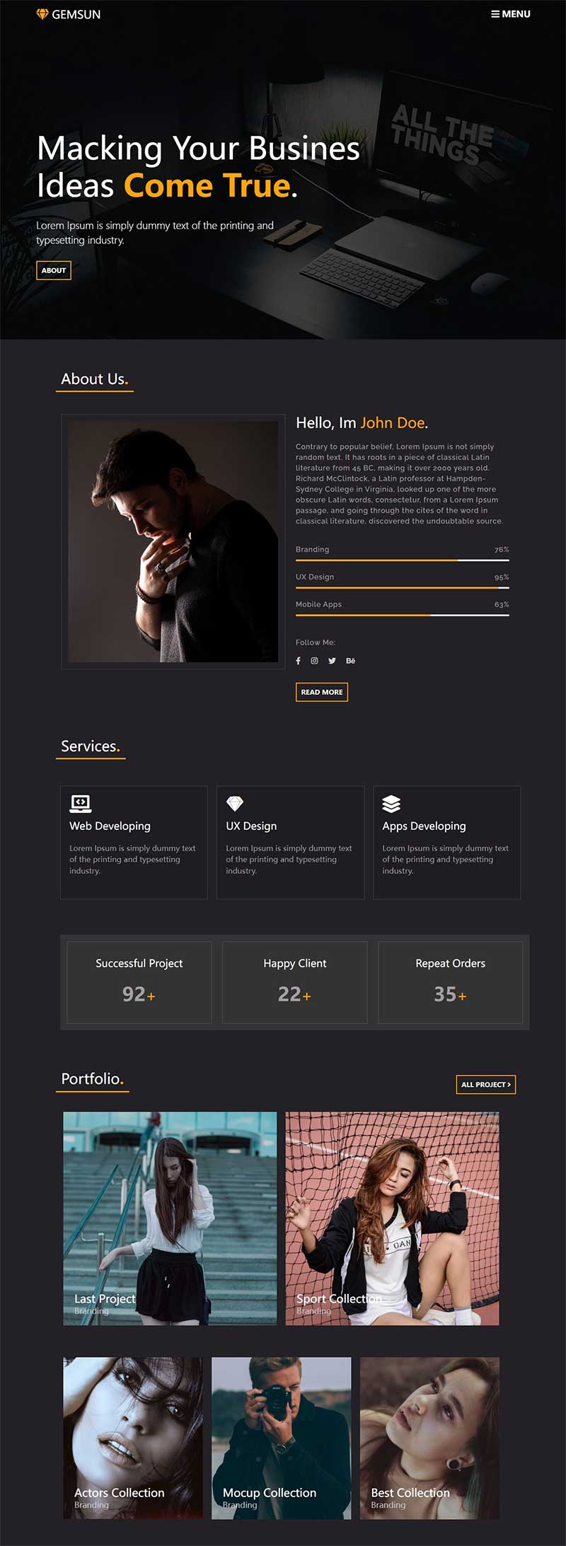 黑色创意设计商业服务前端静态html5网站模板-源码分享网