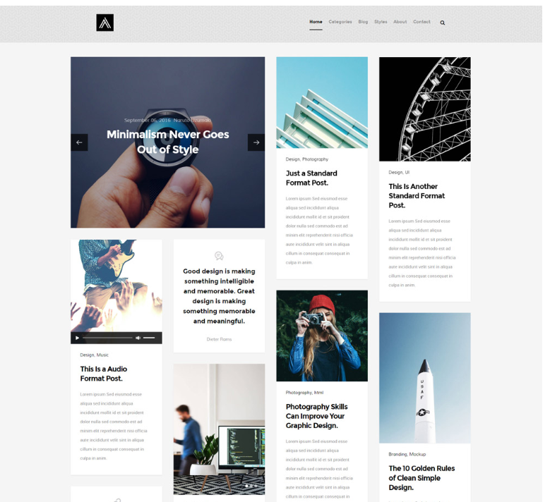 瀑布流博客网站模板-源码分享网