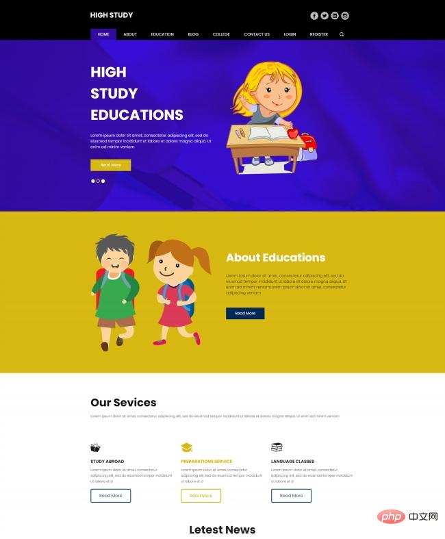 可爱卡通风格儿童教育网站模板-源码分享网