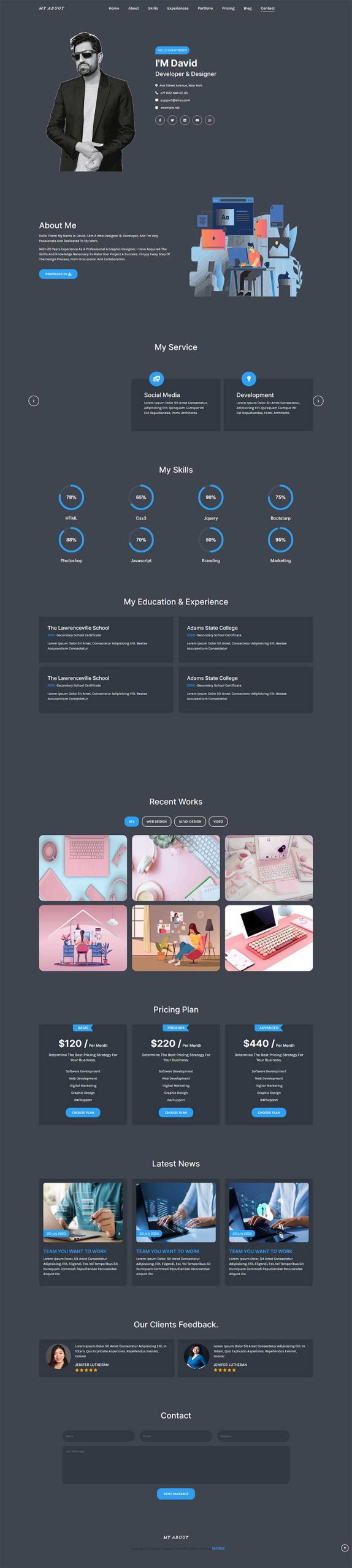 灰色风格个人求职简历前端静态html网页模板-源码分享网