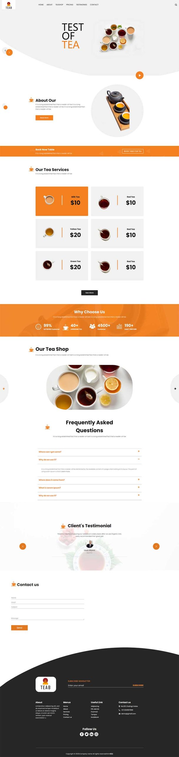 HTML5茶类饮品店宣传网站模板-源码分享网