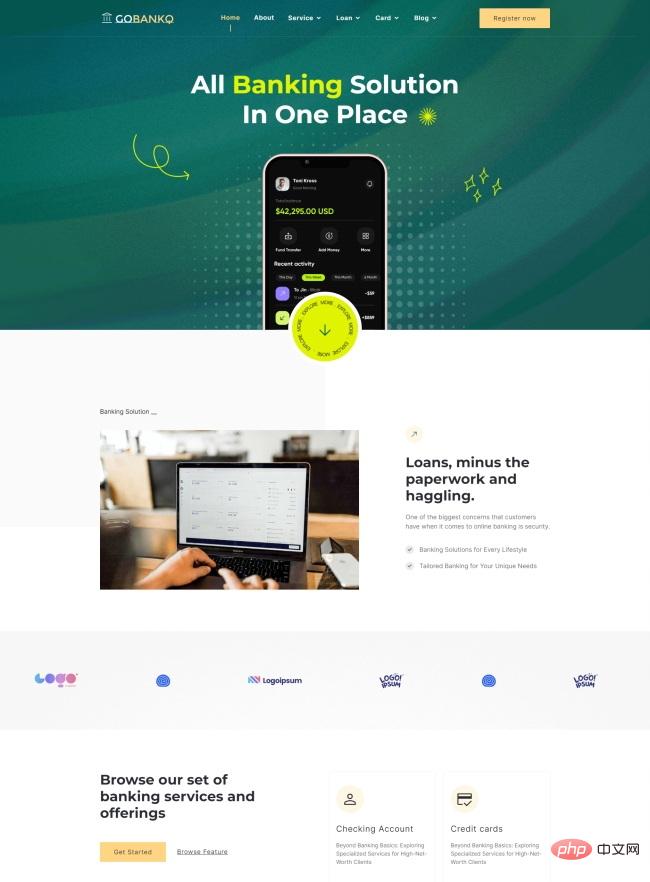 一站式网上服务银行网站模板-源码分享网