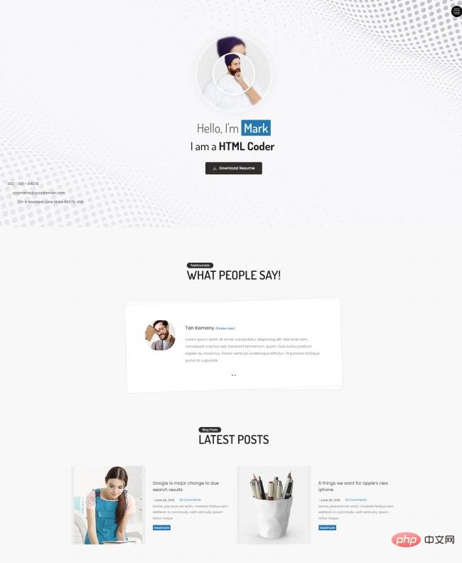 极简白色风格个人简历网站模板