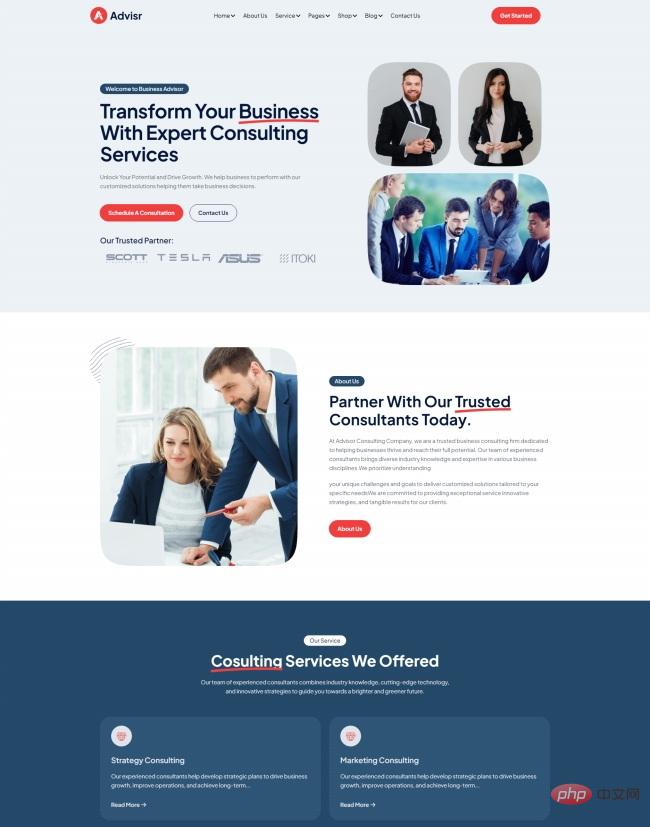 现代商业咨询服务公司宣传网站模板-源码分享网