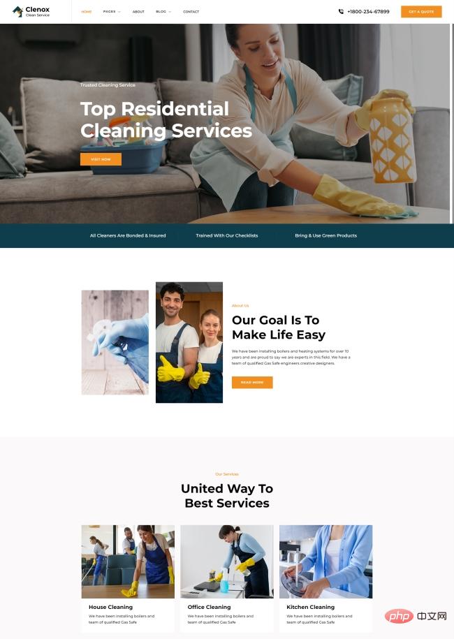 清洁服务机构宣传网站HTML5模板-源码分享网