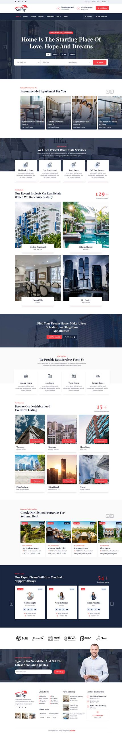 深蓝色房地产信息资讯平台静态HTML5模板-源码分享网