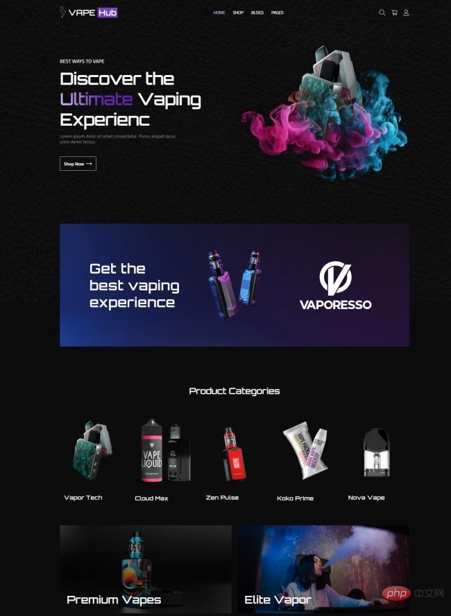 蒸汽电子烟在线商城网站模板-源码分享网
