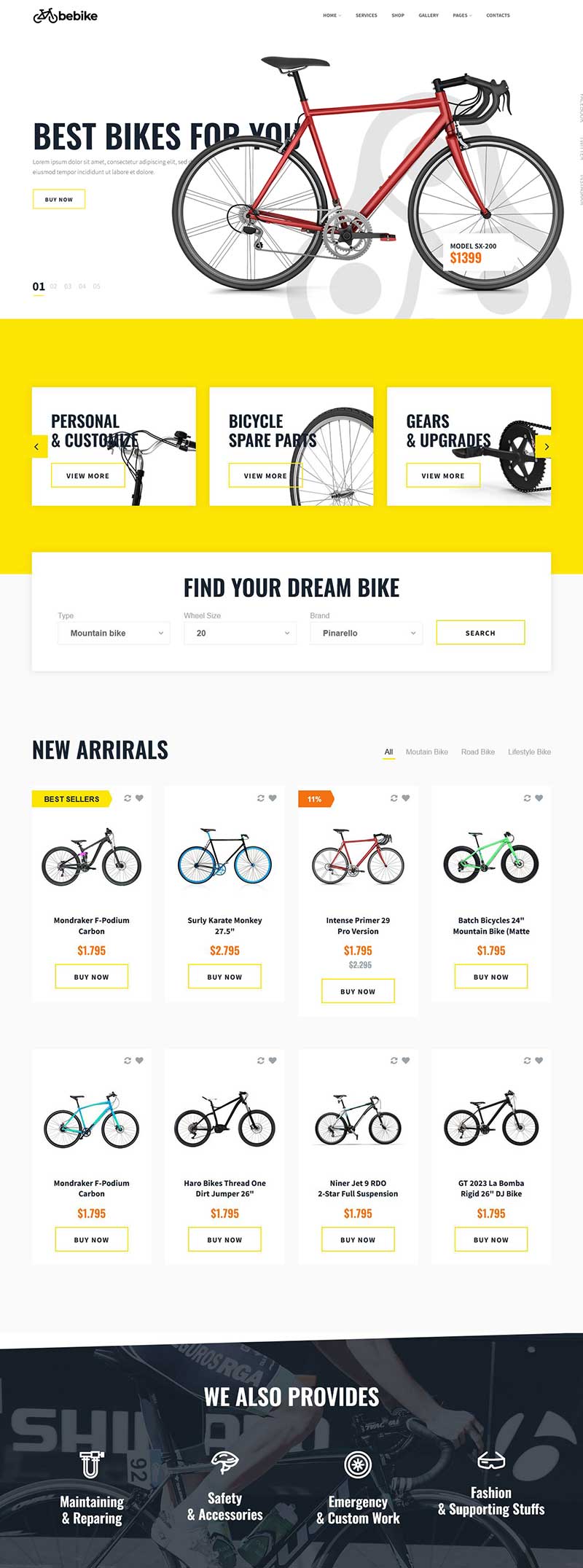 自行车及配件销售电商网站模板