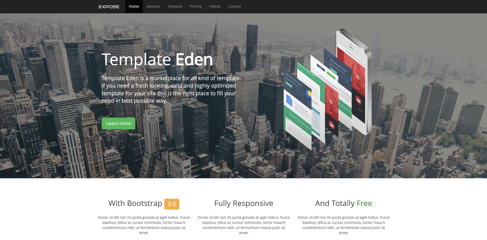 响应式产品发布介绍网站模板-Expose