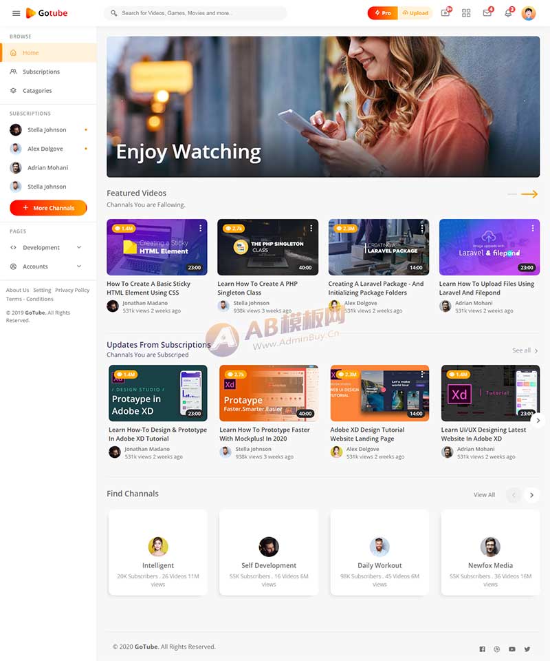 网络视频共享平台网站响应式静态HTML模板-源码分享网