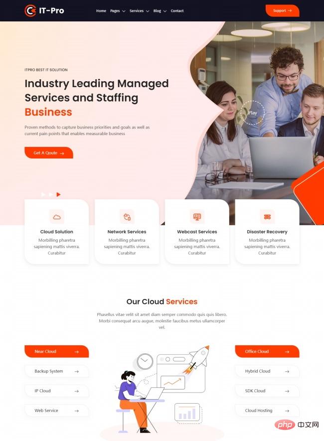 互联网云服务公司宣传网站模板