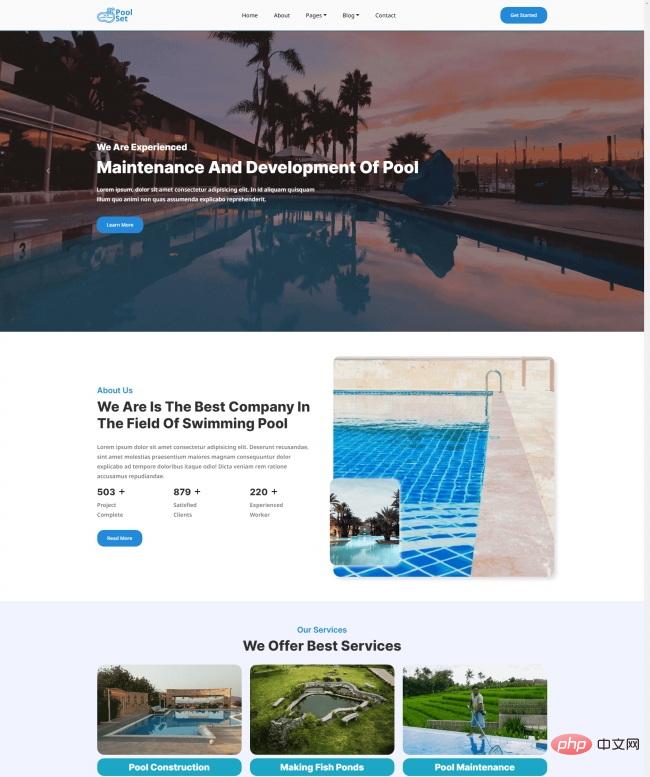 泳池专业清洁服务公司网站模板-源码分享网