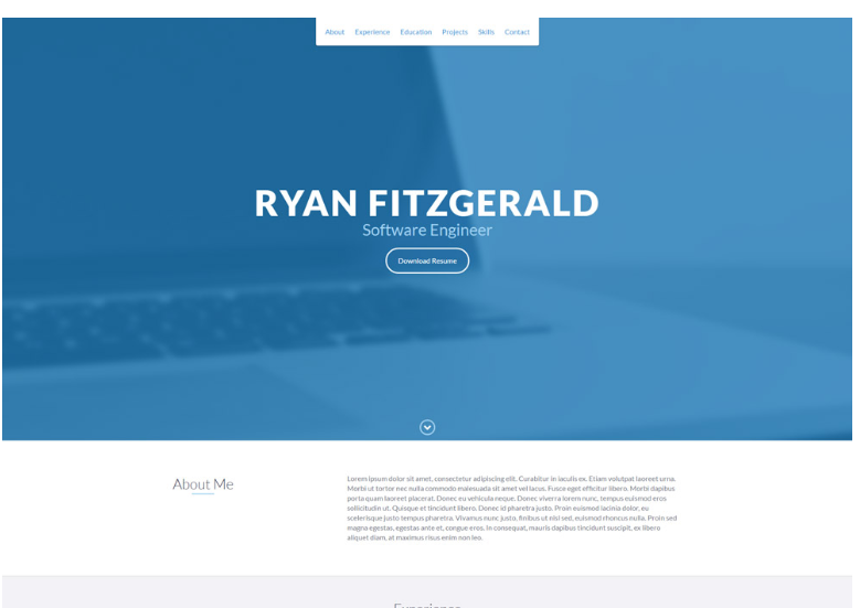 Bootstrap蓝白色单页个人网站模板-源码分享网