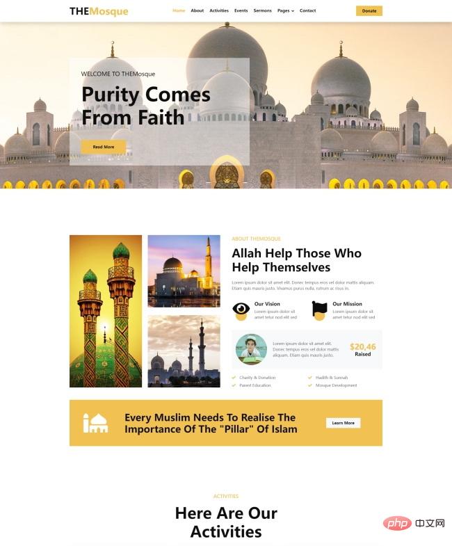 响应式清真寺宣传HTML5网站模板-源码分享网