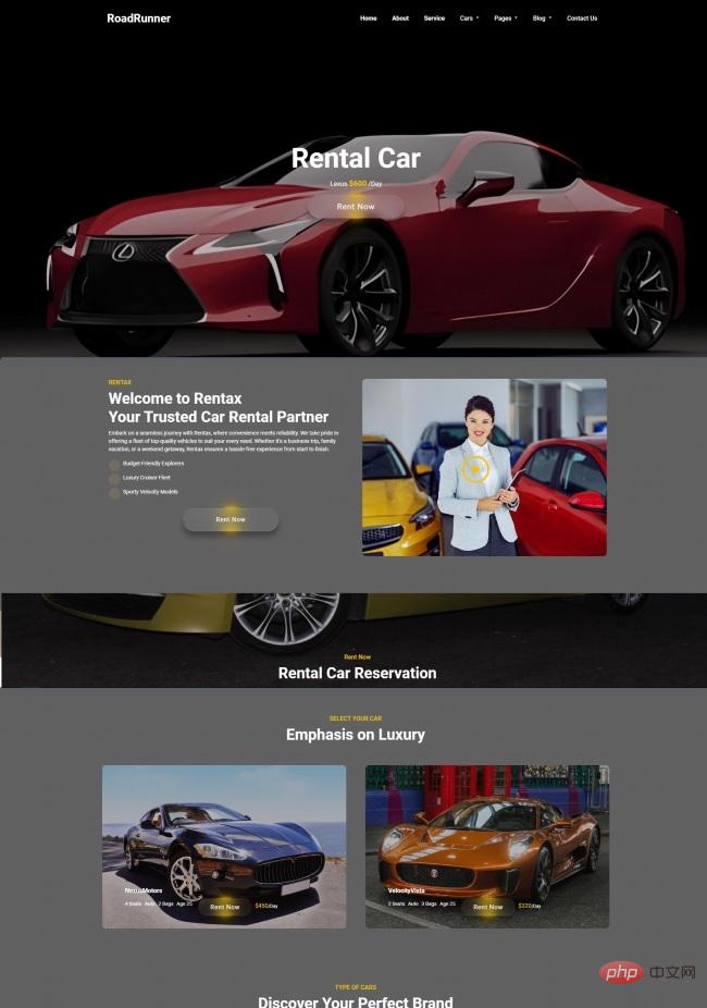 租车预订服务公司宣传网站模板-源码分享网
