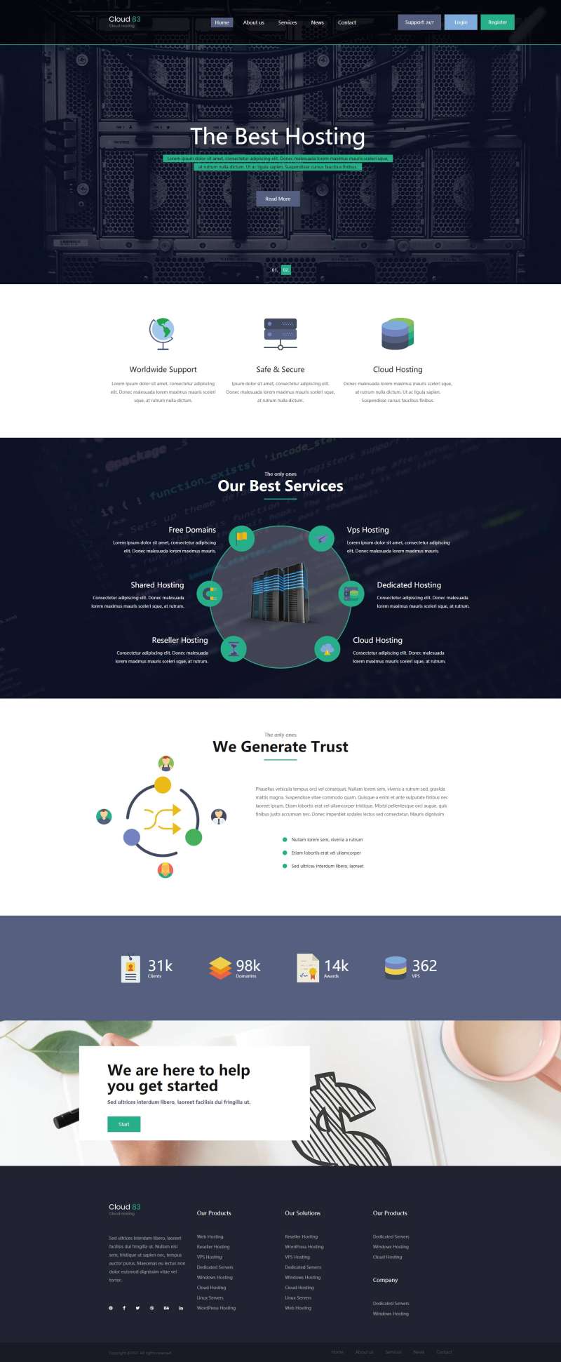 多用途主机托管云服务HTML网站模板-源码分享网