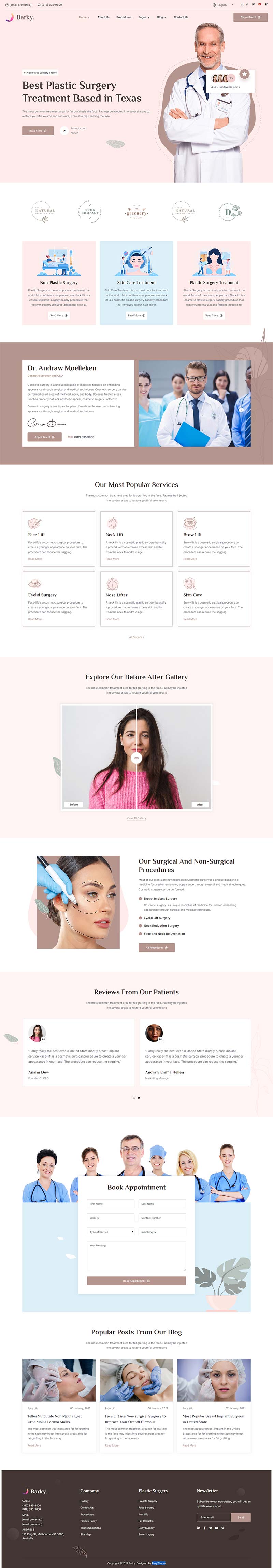 粉红色美容整形官网静态HTML模板