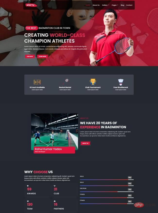 响应式羽毛球俱乐部CSS网站模板