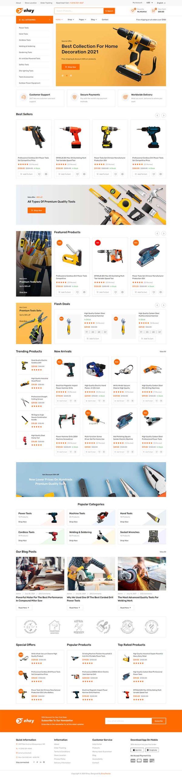 橙色的家用电器商城响应式模板-源码分享网