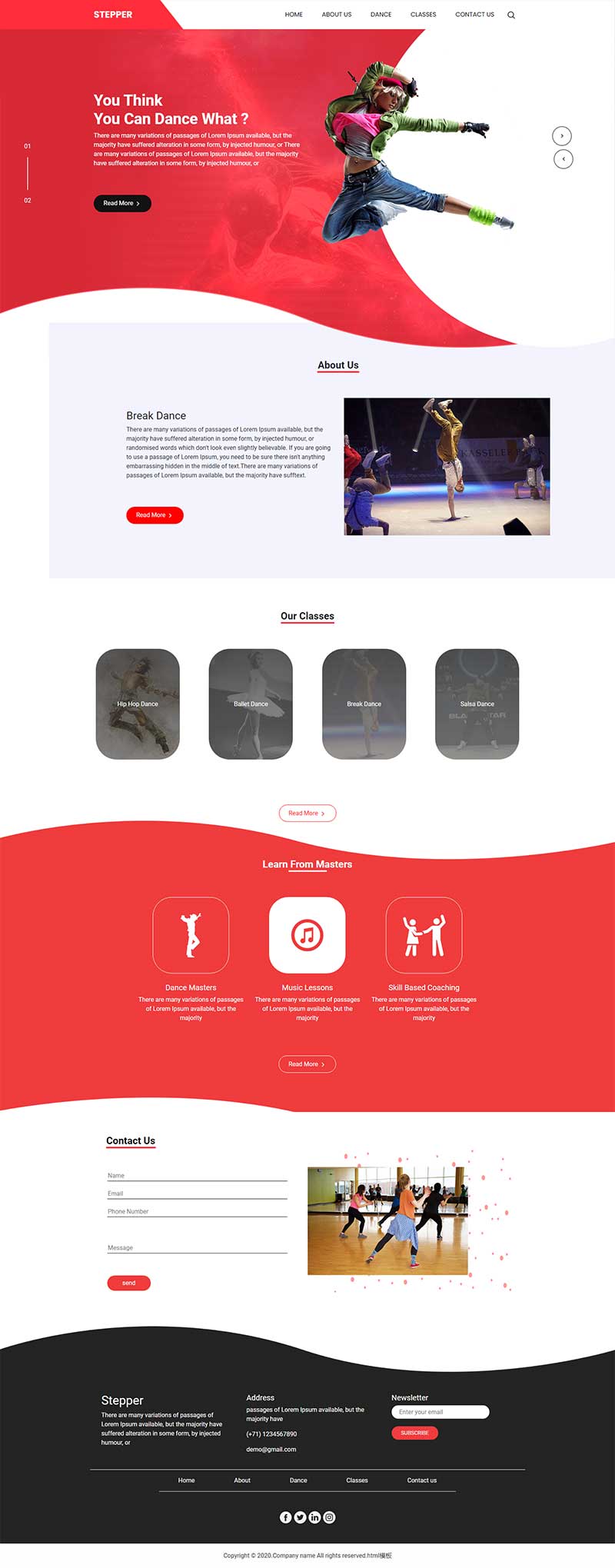 舞蹈培训机构前端静态html企业网站模板-源码分享网