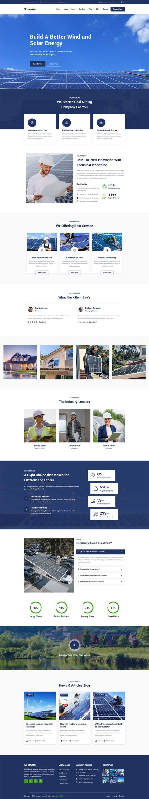 响应式太阳能能源公司静态html5前端网站模板-源码分享网