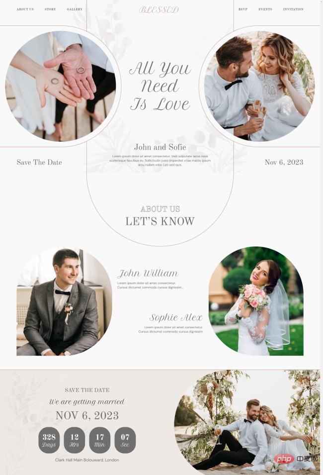 极简浪漫风婚礼邀请网页引导页模板