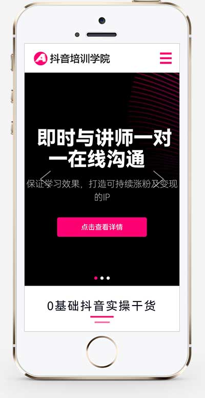 (自适应手机端)响应式抖音网红培训机构pbootcms网站模板 自媒体短视频拍摄技巧网站源码下载-源码分享网