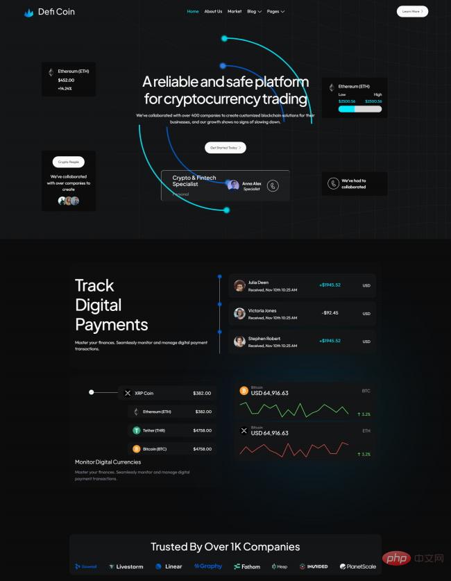 虚拟货币交易平台HTML5网站模板