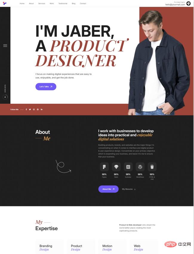 数字服务岗位个人简历网页模板-源码分享网