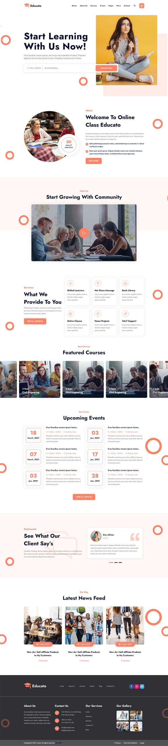 橘色响应式html5在线学习教育企业静态网站模板-源码分享网