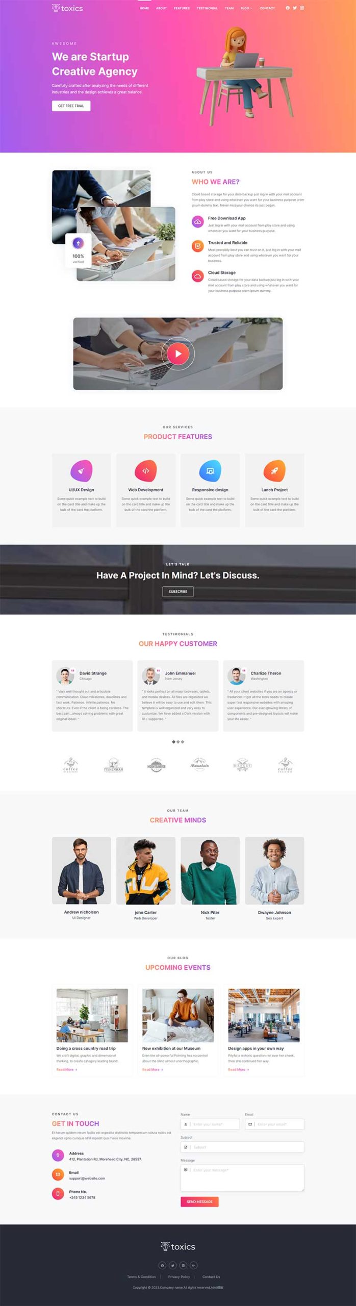 中小型创业创意公司前端静态网站模板-源码分享网