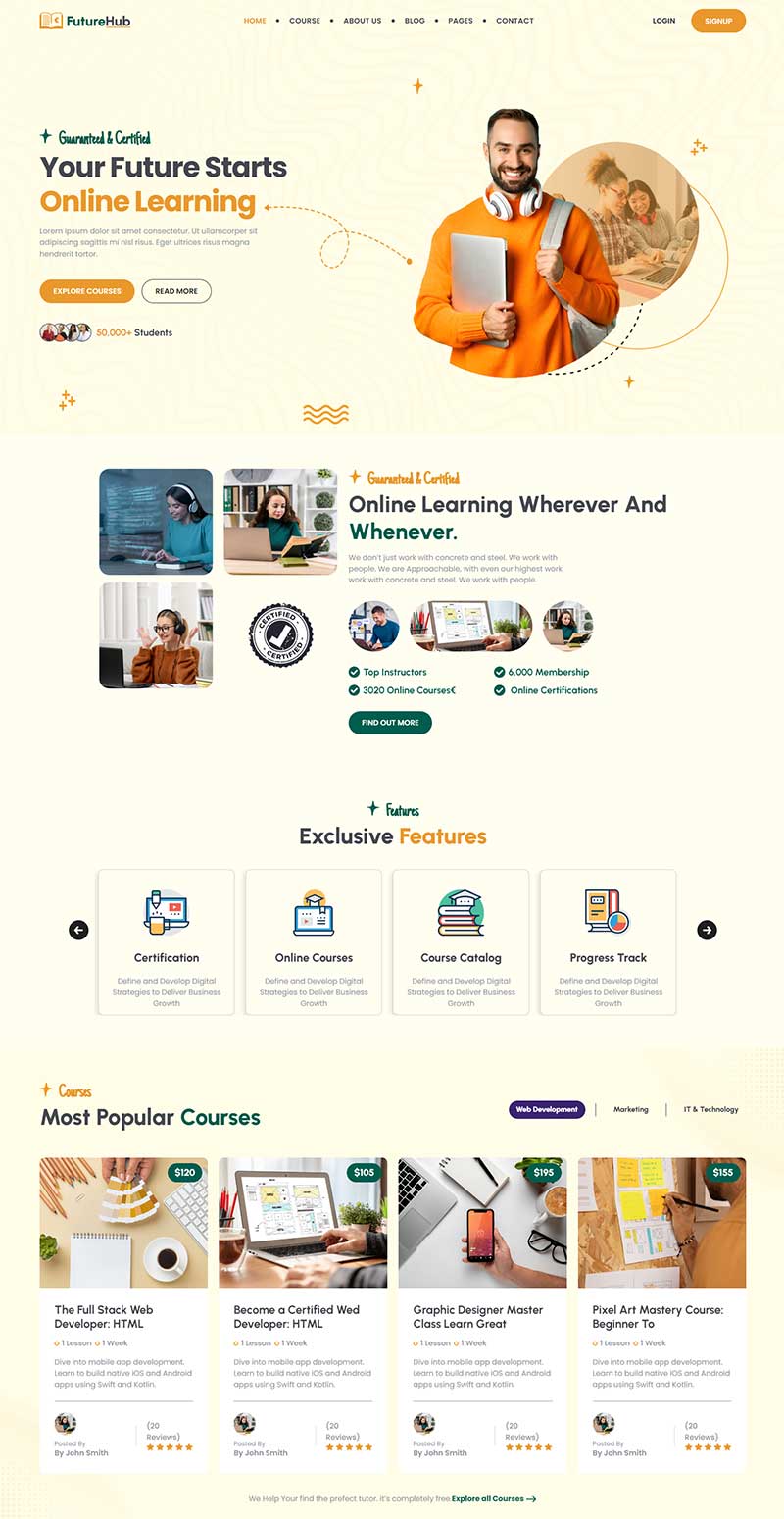 在线学习教育培训机构前端静态html网页模板-源码分享网